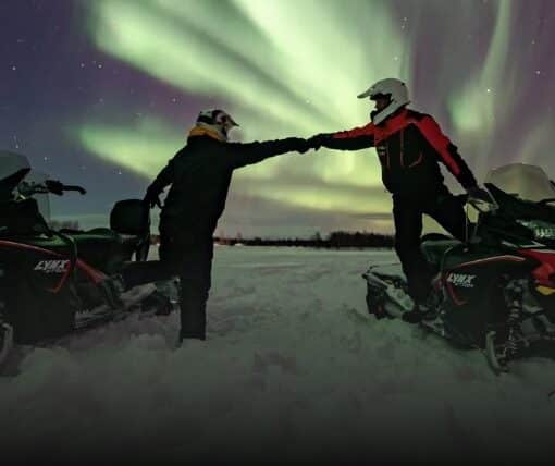 arctic evening snowmobile trip in Levi